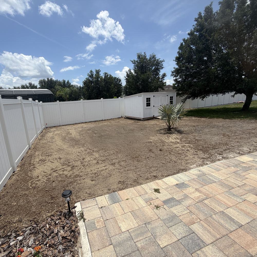 Sod installation backyard off the patio before